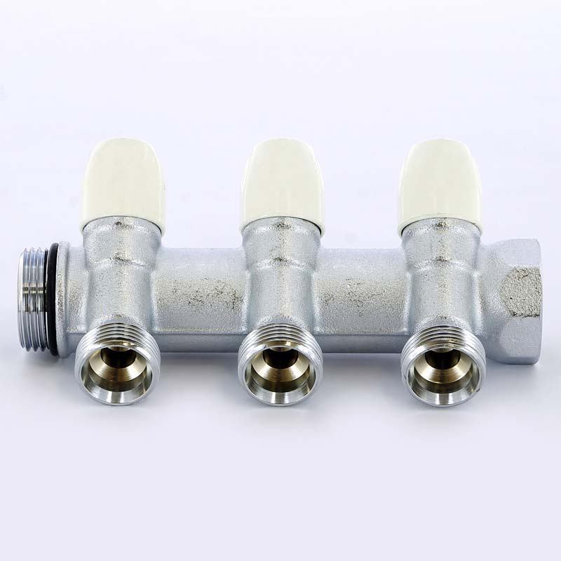 Коллектор НВ 1' 3х3/4'EK Н 50мм хромир. с вентилями