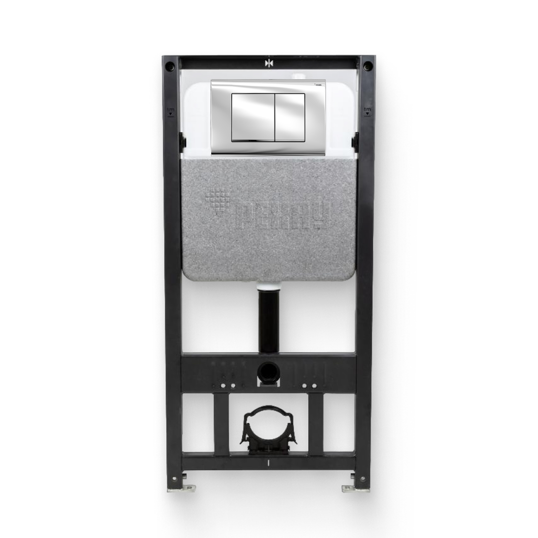 Инсталляция для подвесного унитаза РЕХАУ NOVAFLOW, с кнопкой NOVA QUAD 001 пластик, хром, глянцевый