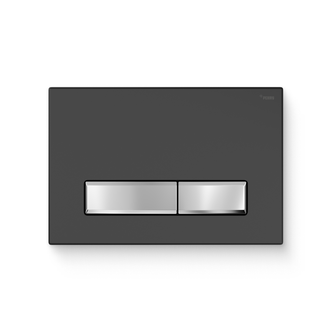 Кнопка смыва REHAU NOVA LONG 001 пластик черный матовый контур хром 521910