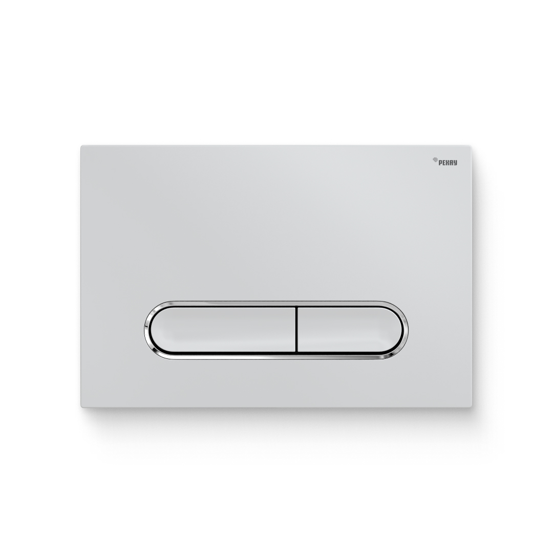 Кнопка смыва REHAU NOVA ELLIPSE 002 пластик белый глянцевый контур хром 521895