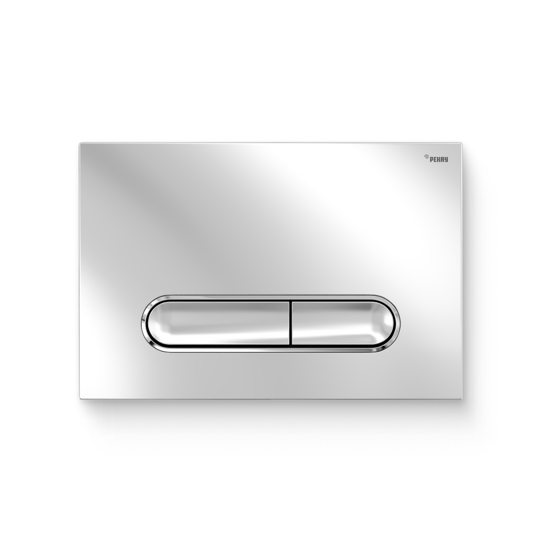 Кнопка смыва РЕХАУ NOVA ELLIPSE 002 пластик, хром глянцевый, контур клавиш хром, глянцевый