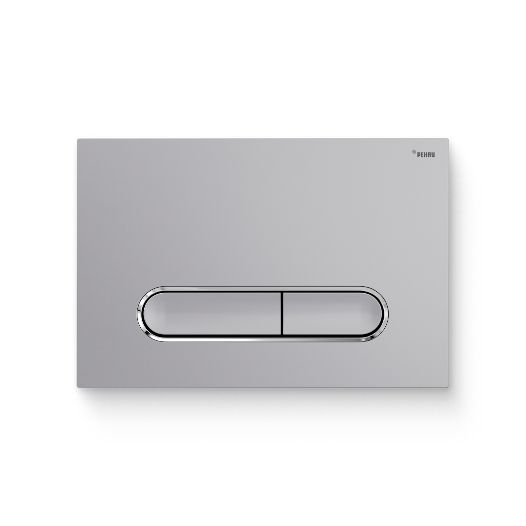 Кнопка смыва РЕХАУ NOVA ELLIPSE 002 пластик, серебристый, матовый, контур клавиш хром, глянцевый