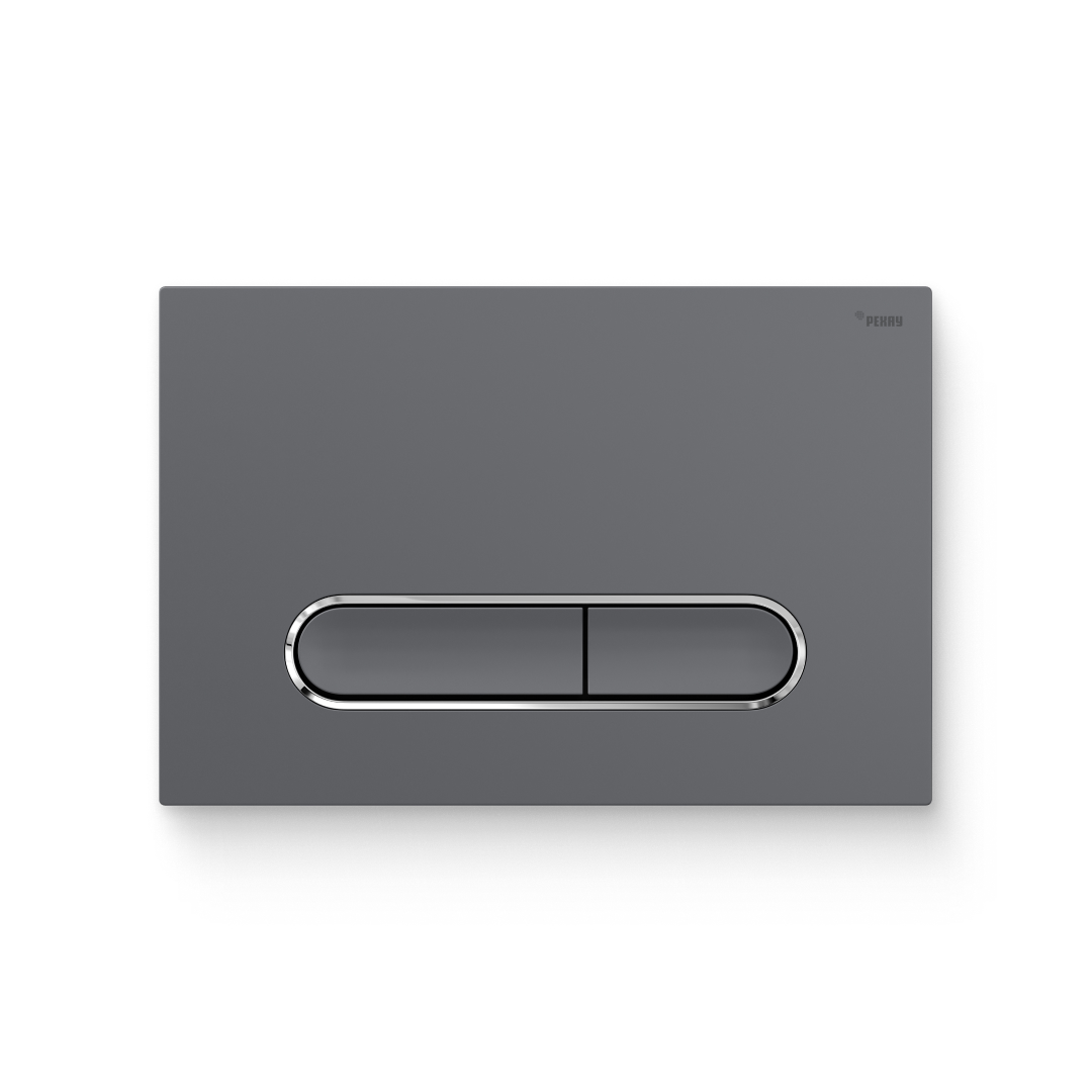 Кнопка смыва РЕХАУ NOVA ELLIPSE 002 пластик, графитовый, матовый, контур клавиш хром, глянцевый