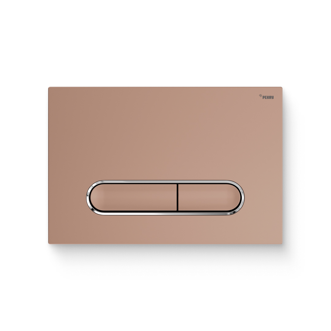 Кнопка смыва РЕХАУ NOVA ELLIPSE 002 пластик, розовое золото, матовый, контур клавиш хром, глянцевый