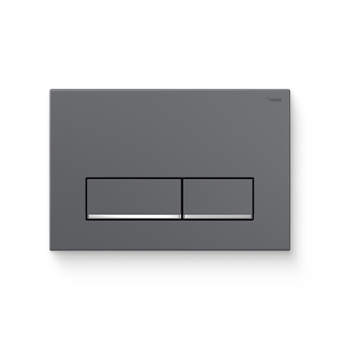 Кнопка смыва РЕХАУ NOVA LONG 002 пластик, графит,матовый, нижняя полоса клавиш хром, глянцевый