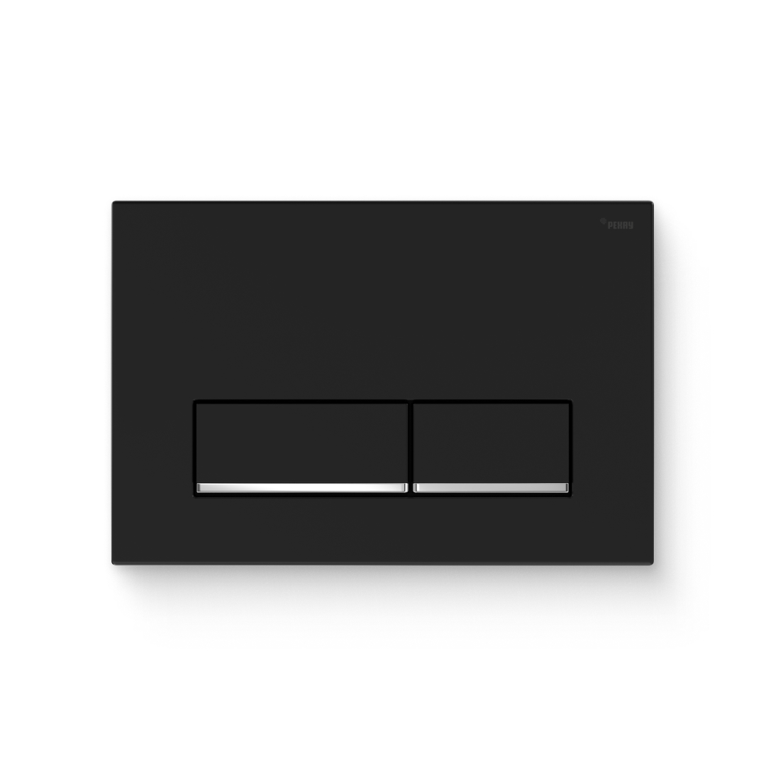 Кнопка смыва РЕХАУ NOVA LONG 002 пластик, черный, матовый, нижняя полоса клавиш хром, глянцевый