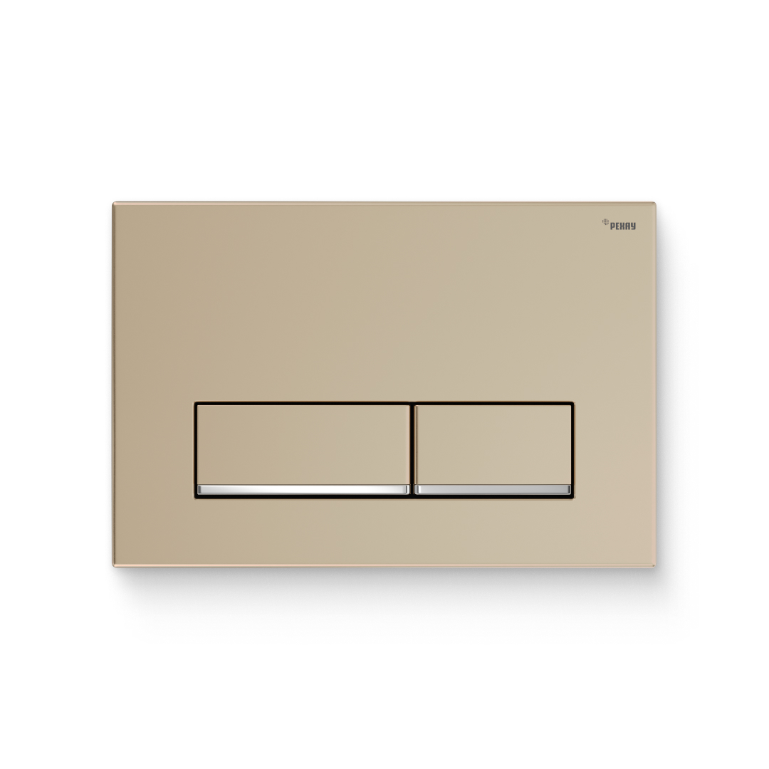 Кнопка смыва РЕХАУ NOVA LONG 002 пластик, золотой, матовый, нижняя полоса клавиш хром, глянцевый