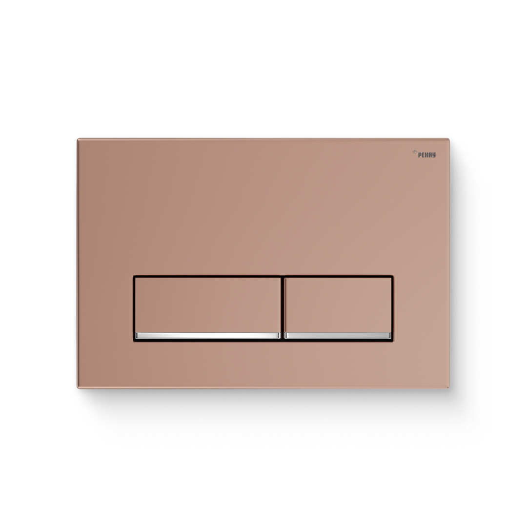 Кнопка смыва РЕХАУ NOVA LONG 002 пластик, розовое золото, нижняя полоса клавиш хром, глянцевый