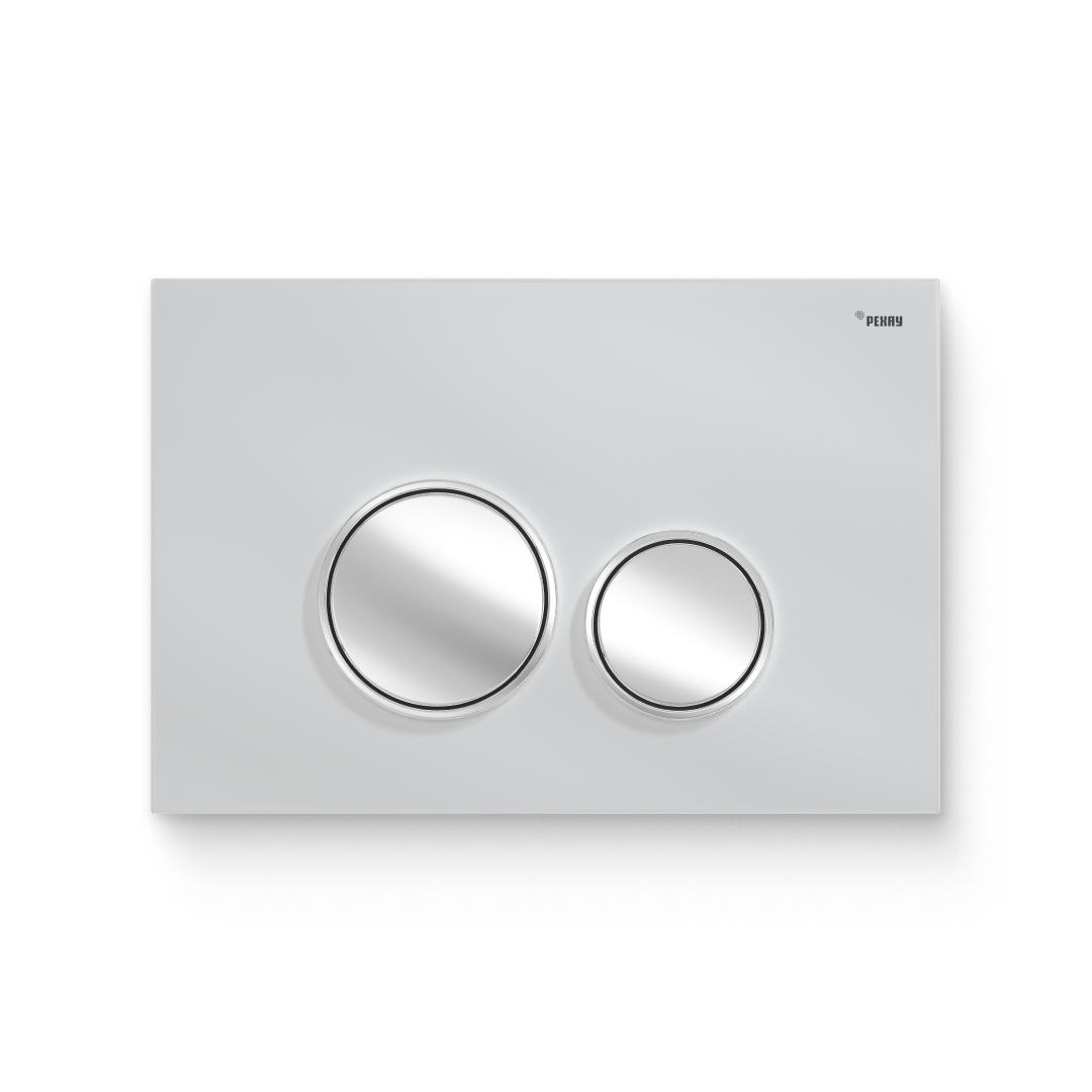 Кнопка смыва РЕХАУ NOVA ORB GLASS закаленное стекло, белый, клавиши и их контур хром, глянцевый