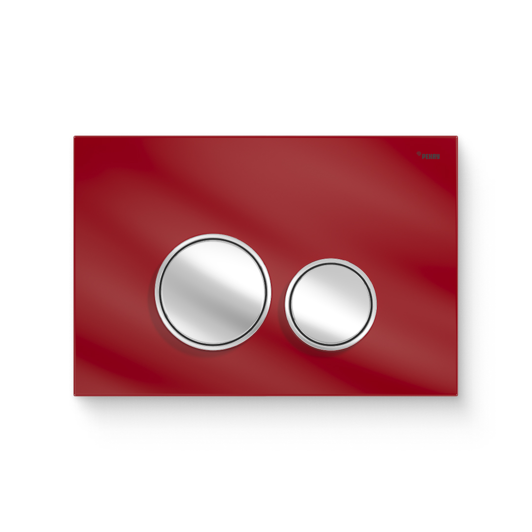 Кнопка смыва REHAU NOVA ORB GLASS закаленное стекло красный/хром глянцевый 521926