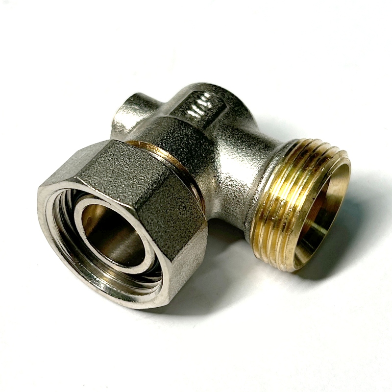 Узел угловой одинарный НВ 3/4ЕК х 3/4ЕК радиаторный со встроенным шаровым краном