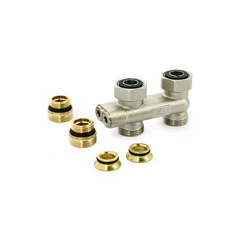 Узел прямой перекрёстный НВ 3/4ЕК х 3/4ЕК радиаторный со встроенными вентилями