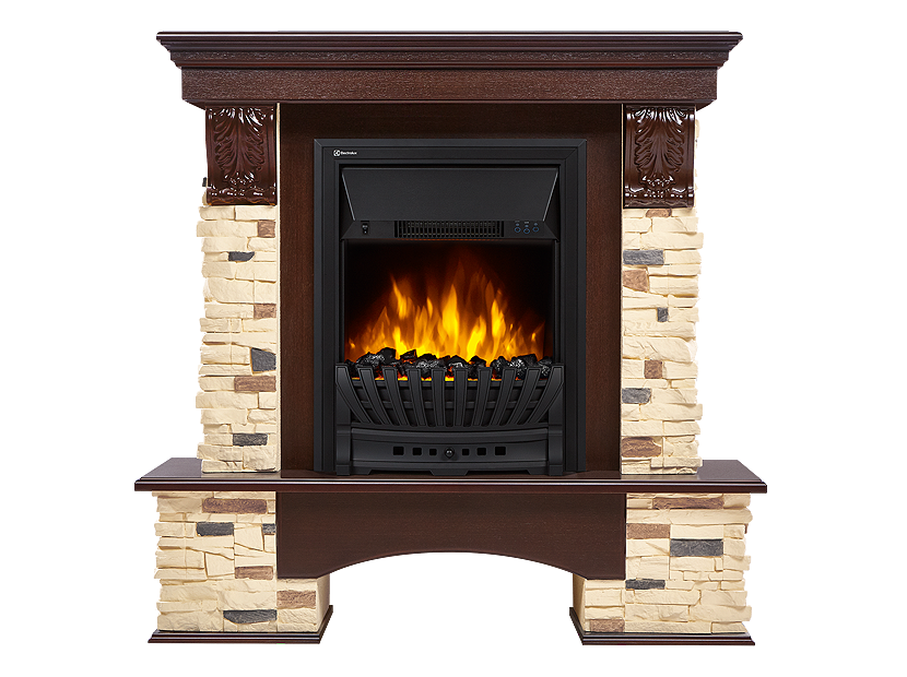 Портал для электрокамина Firelight Pietra Classic U угловой камень сланец натуральный шпон темный дуб НС-1158494