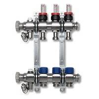 Коллектор из нержавеющей стали SANHA-Heat VT-DM 4 выхода с расходомерами 1VT04DM