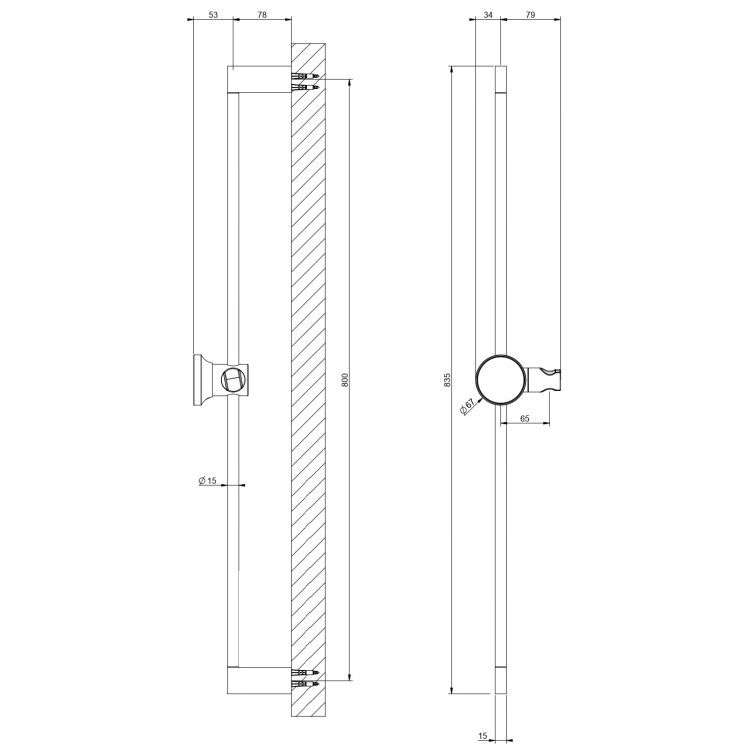 Штанга для душа Gessi Origini 800 мм Finox Brushed Nickel 66144149