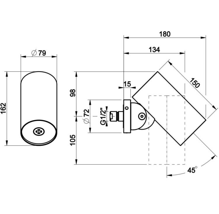 Верхний душ Gessi Spotwater Flessa Ø 79 мм Mist Black Metal Brushed PVD 57205707