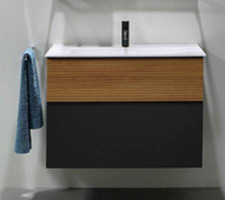 Тумба под раковину Burgbad Fiumo 820х490х610 мм Tectona Cinnamon/Graphite Soft Matt SFXN082F3958FOT52G0200