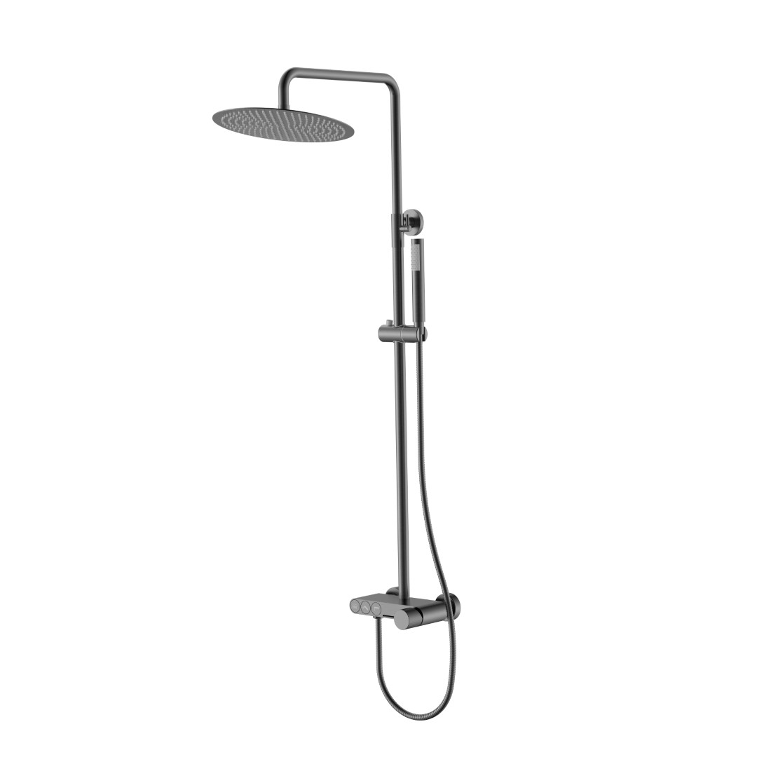 Душевая стойка Boheme Stick Spirale со смесителем верхний душ 30 см gun metal 128-GM.4