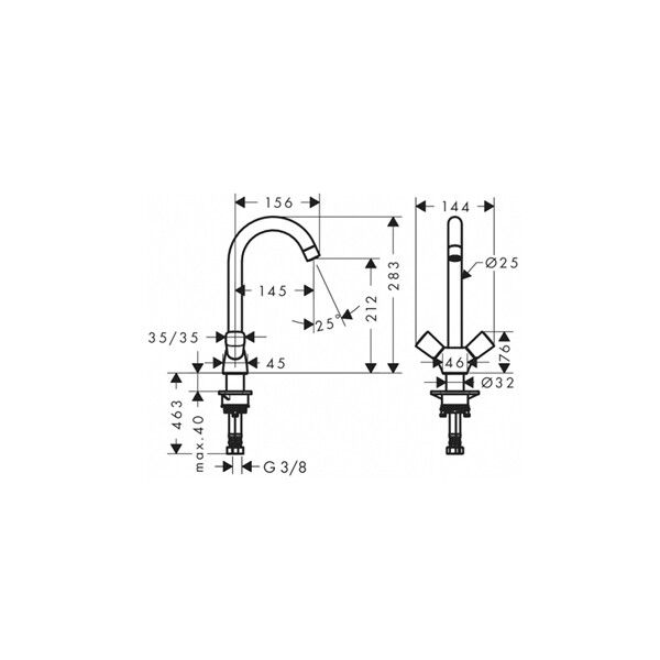 Смеситель для кухни Hansgrohe Logis M31 двухвентильный, цвет хром 71280000