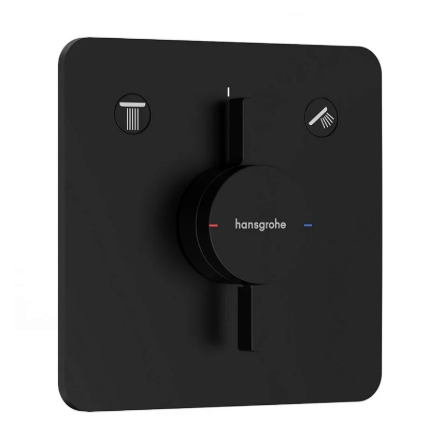 Смеситель для душа, Hansgrohe, DuoTurn Q, на 2 потребителя, настенный встраиваемый, цвет-черный матовый