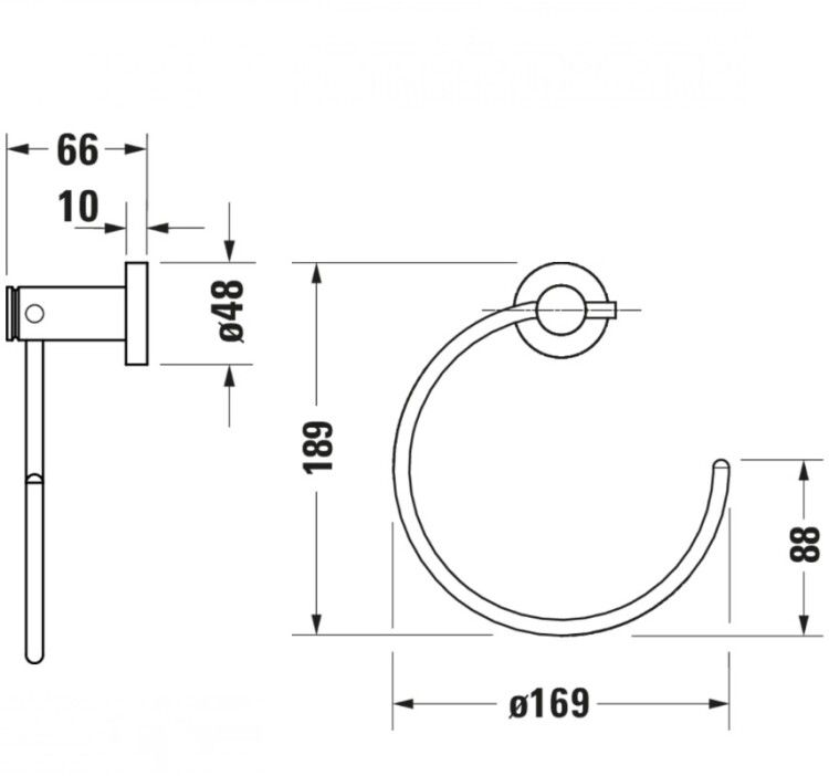 Полотенцедержатель-кольцо Duravit D-Code 169х189 мм хром 0099211000