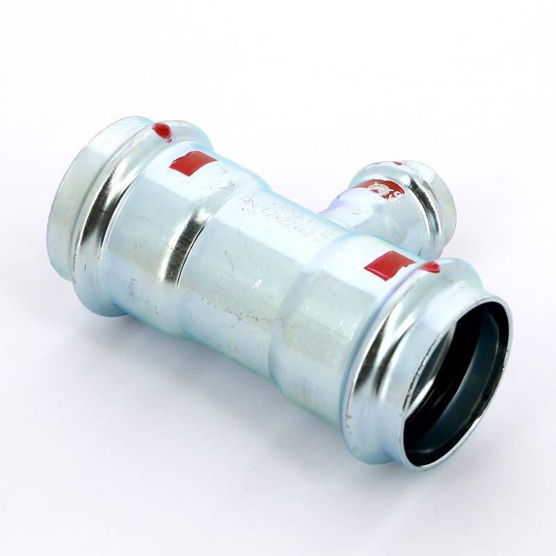 Тройник пресс Viega Prestabo оцинкованная сталь 42х22х42 мм 558789