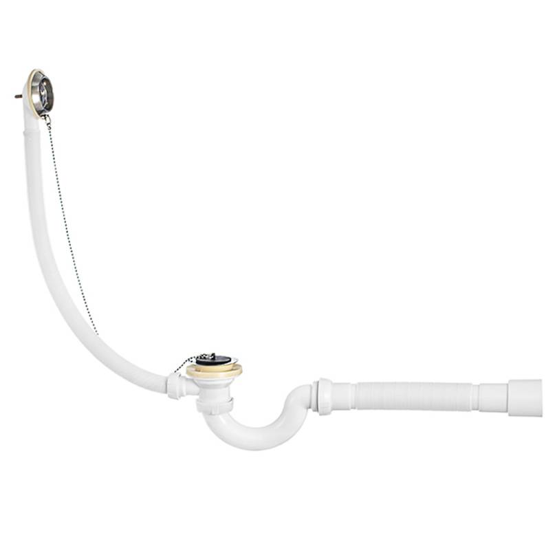 Слив-перелив для ванны Wirquin S-образный 1 1/2 x 40 мм с гофротрубой 30718060