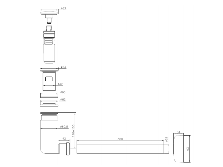 Донный клапан Villeroy & Boch EasyAccess для раковины нажимной с сифоном диаметр 32 мм 92198800.