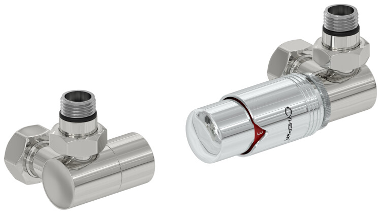 Комплект терморегуляторов Сунержа 3D автоматический правый G 1/2 x G 3/4 хром 0014220001