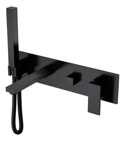 Смеситель для ванны встраиваемый Boheme Qubic 42x18.8x10 см черный матовый 474-2-B