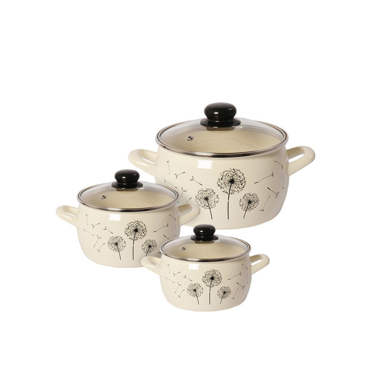 Набор кастрюль Metrot Одуванчик эмалированная сталь 6 предметов 178875