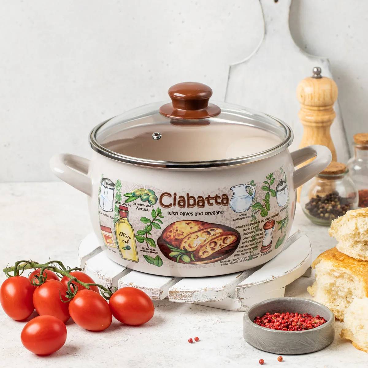 Кастрюля эмалированная Metrot Чиабатта 3.3 л 7248