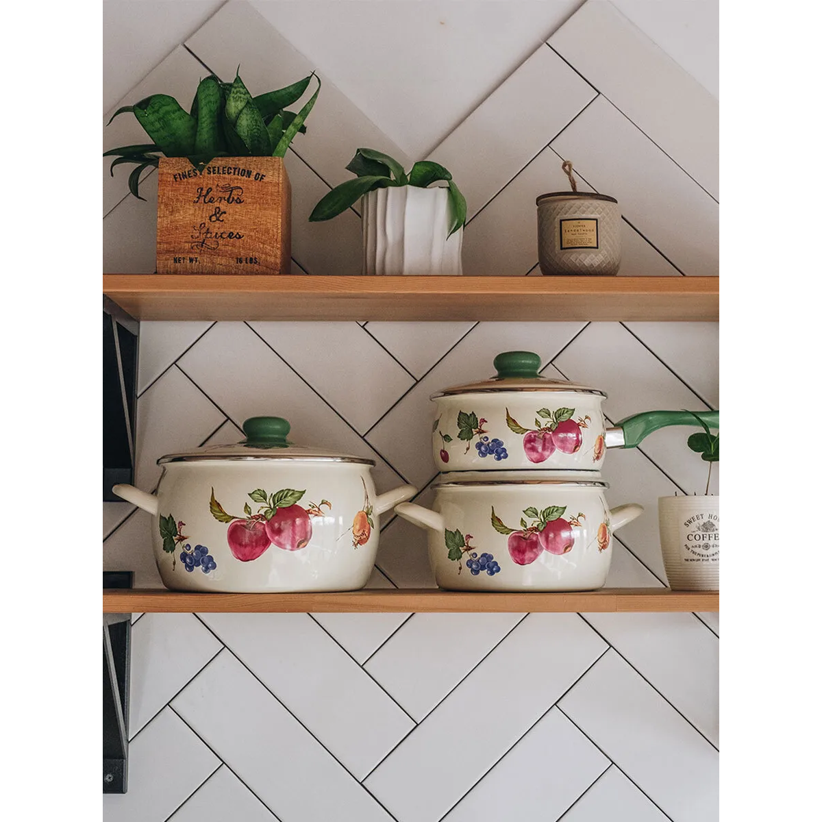 Набор кастрюль Metrot Фрукты эмалированная сталь 6 предметов 181134