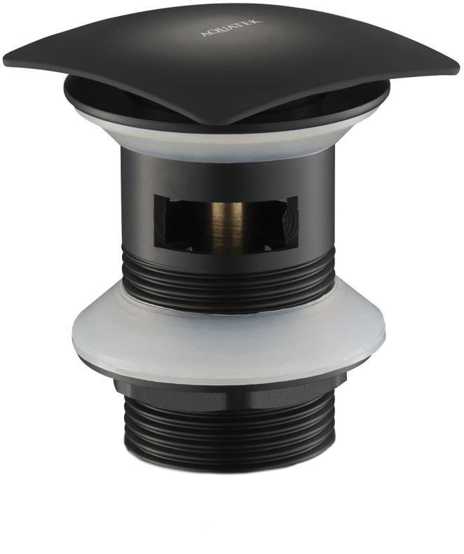 Донный клапан Aquatek Push-open с переливом квадратная крышка матовый черный AQ6004MB