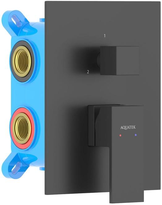 Смеситель для ванны Aquanet Libra встраиваемый 3 режима комплект черный матовый AQ1647MB