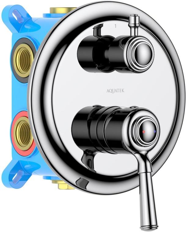 Смеситель для ванны Aquanet Классик встраиваемый 3 режима (внешняя и скрытая часть) AQ1547CR