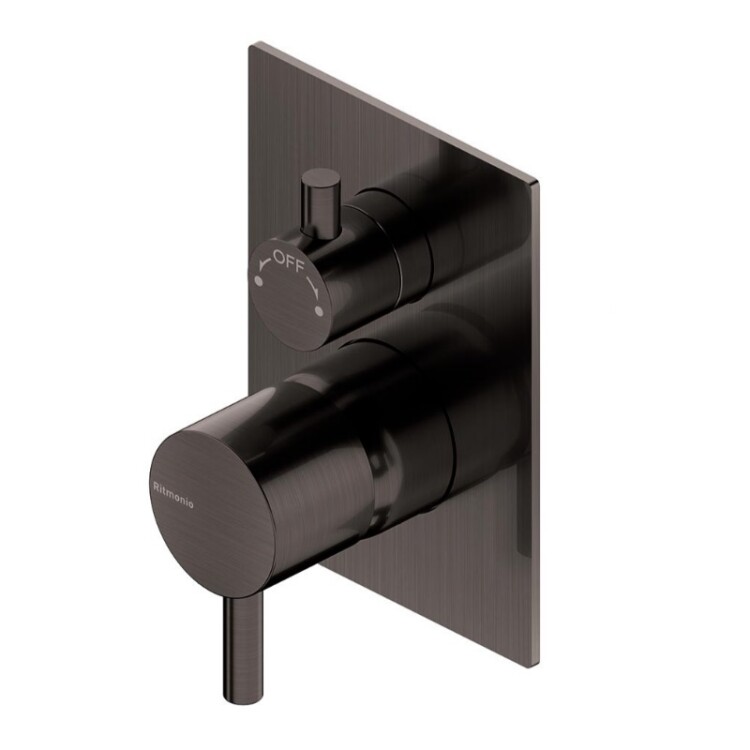 Смеситель для душа Ritmonio Diametro35 S на 2 потребителя Brushed Black Chrome PR52GC111BLX