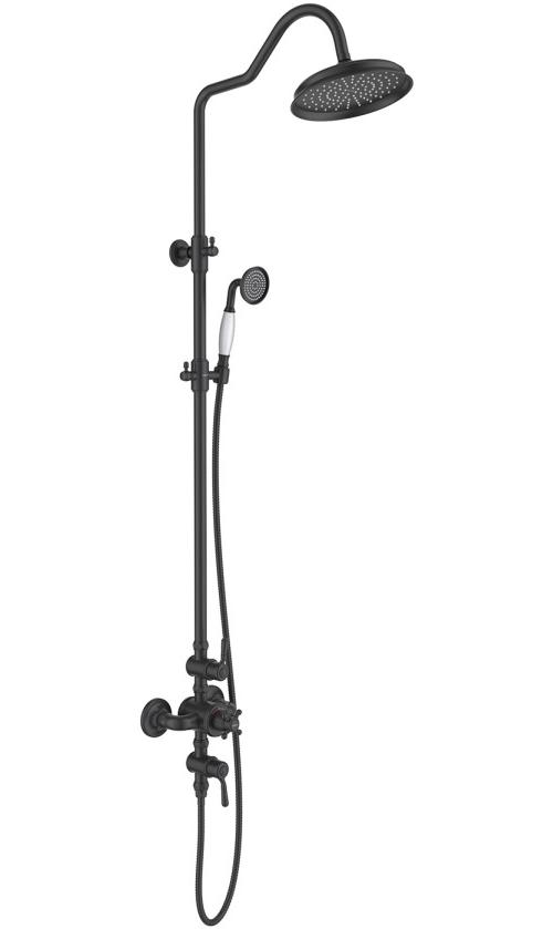 Душевая система Aquanet Классик AQ2563MB термостатическая со смесителем для душа 220 мм матовый черный AQ2563MB