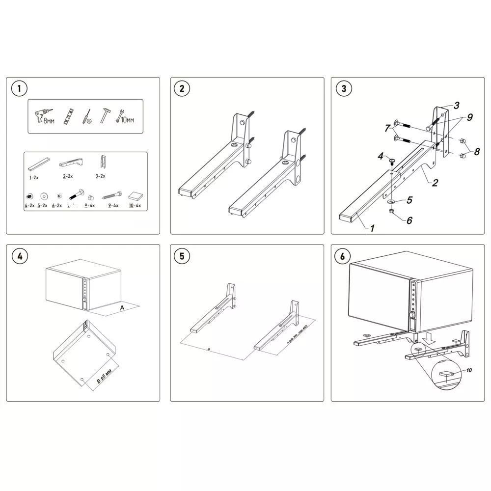 Кронштейн для микроволновой печи Embodiment EMB-MW-S-N настенный нержавеющая сталь EMB-MW-S-N