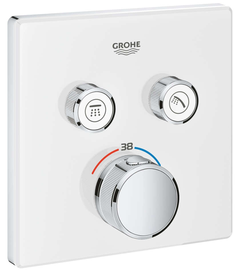 Термостат для душа GROHE Grohtherm SmartControl внешняя часть на 2 выхода белая луна 29156LS0