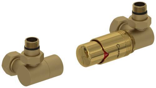 Набор автоматических терморегуляторов Сунержа 3D G 1/2 НР x G 3/4 НГ правый золото матовое 03214226207