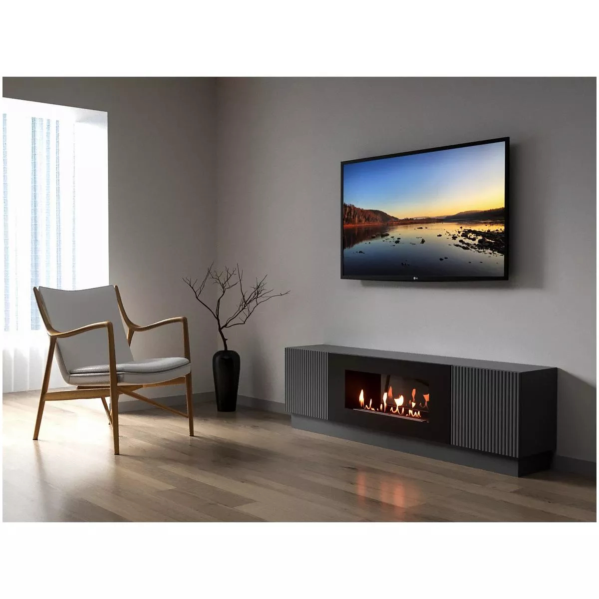 Тумба с биокамином Firelight BFP-P1700L графит 17994