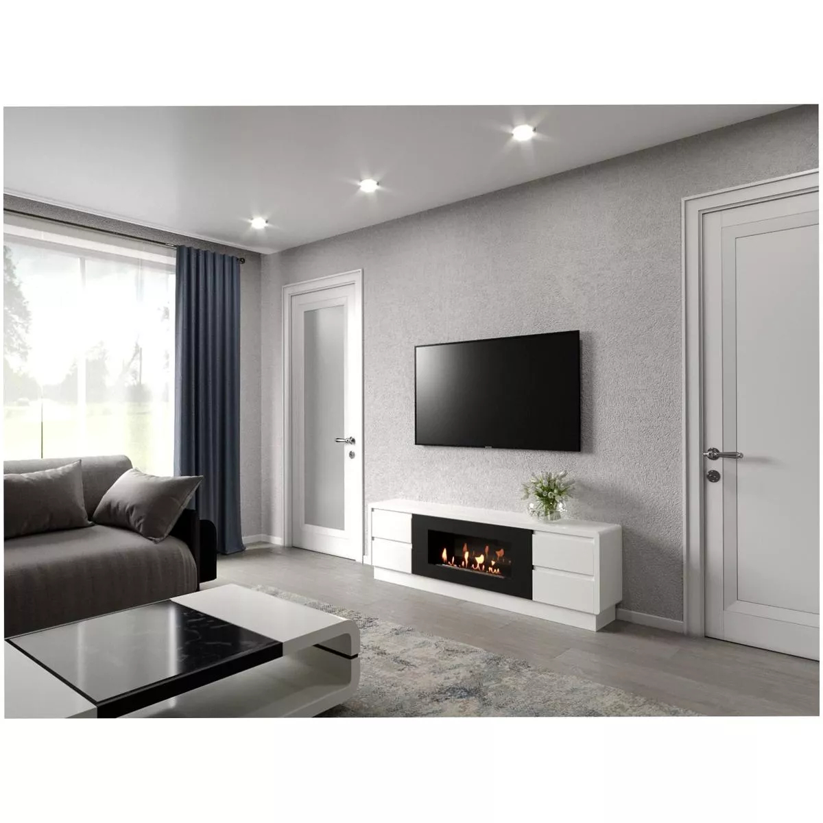 Тумба ТВ с биокамином Firelight BFP/P-1700 lux белая 17997