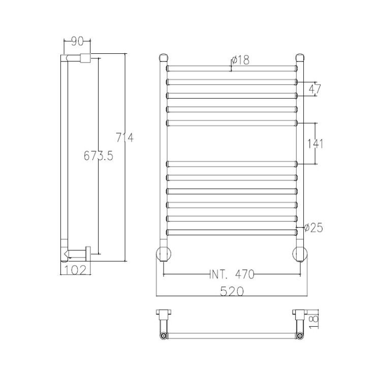 Полотенцесушитель электрический Margaroli Mini 520x714 мм нижнее подключение Box Black Brushed Nickel 358447BBB