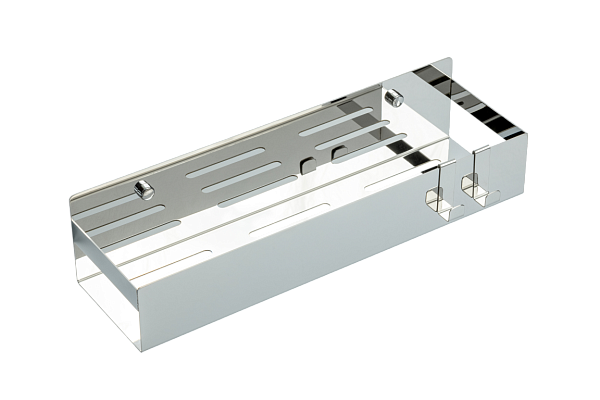Полочка-корзинка Boheme Q прямоугольная подвесная с 2 крючками хром 10965-CR
