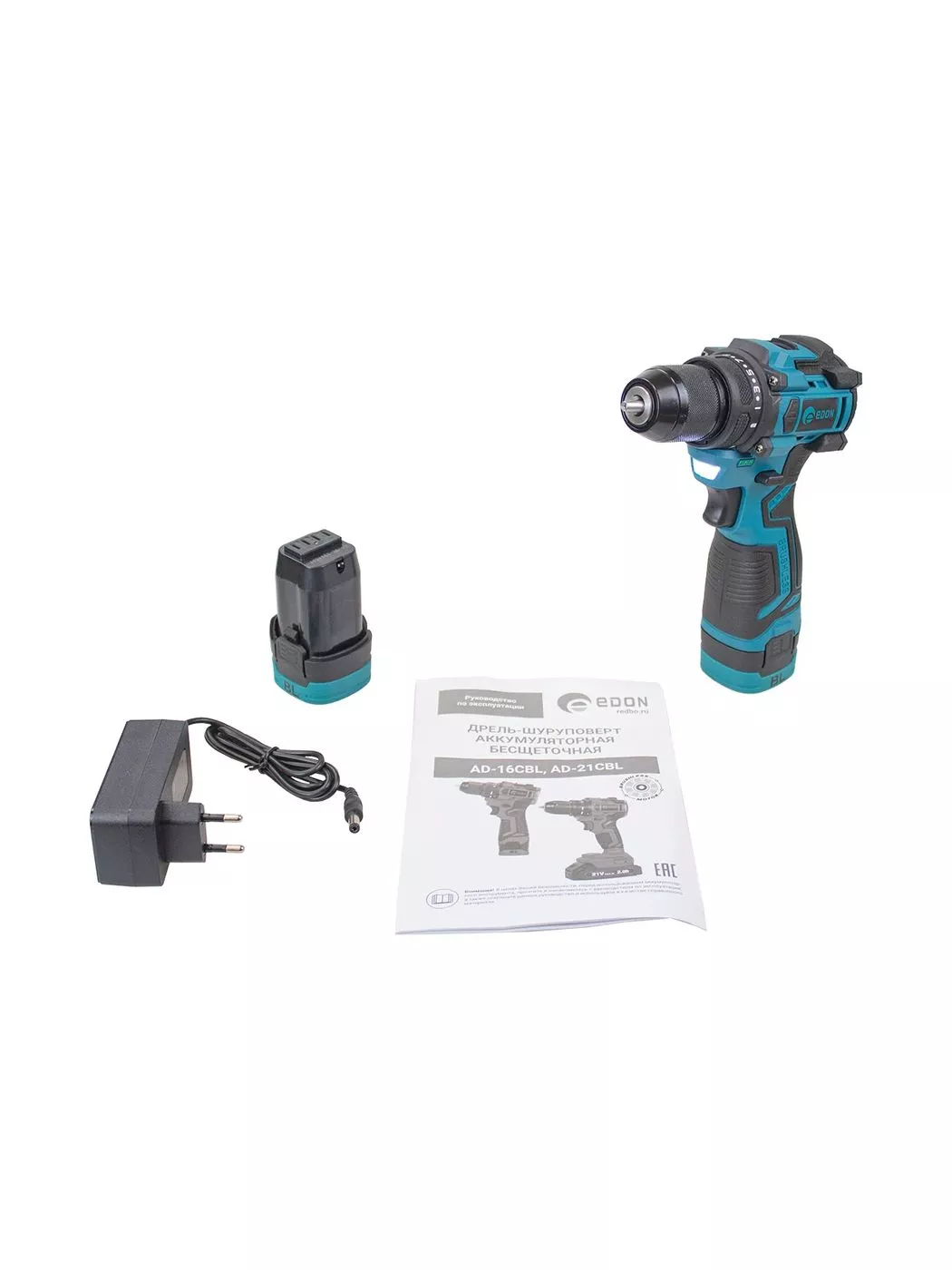 Дрель-шуруповерт аккумуляторная Edon AD-16CBL бесщеточная 16 В