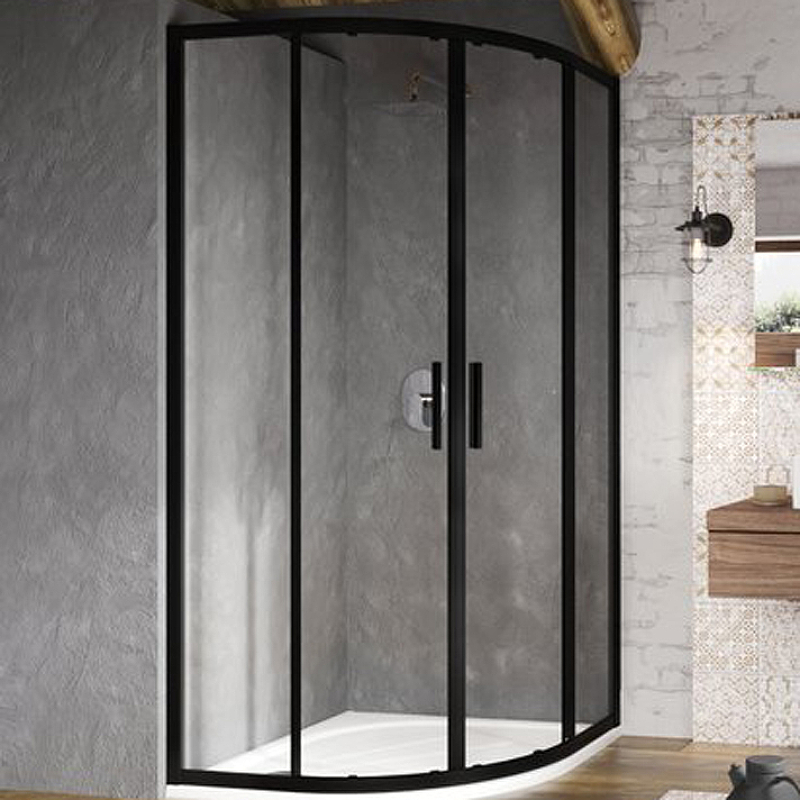 Душевой уголок полукруглый RAVAK Blix BLSCP4-80 черный Transparent X3BM40300Z1