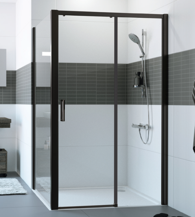 Душевая дверь HÜPPE Design Pure 1500x2000 мм распашная левая черный ультра прозрачное стекло Anti-Plaque 21HL1E150093E500