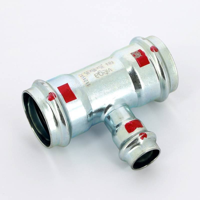 Тройник пресс Viega Prestabo оцинкованная сталь 35х18х35 мм 558758