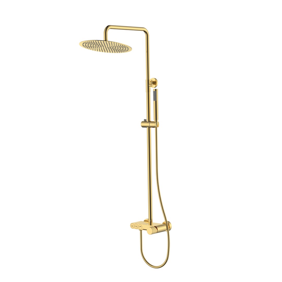 Душевая стойка Boheme Stick Linea со смесителем и верхним душем 30 см золото 128-GG.3